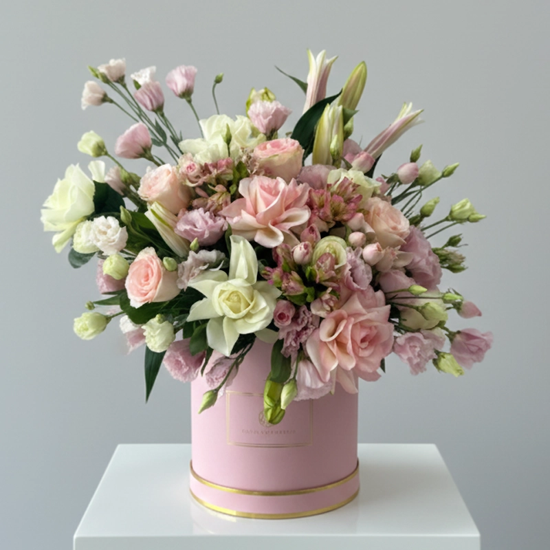 Romantic Pink Rose, Lily & Lisianthus Flower Box